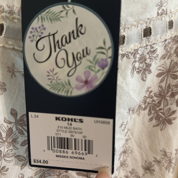 Sonoma NWT SZ 14 prairie Style 100 % Cotton double,layered,crochet,ribbon,Skirt - Picture 3 of 5